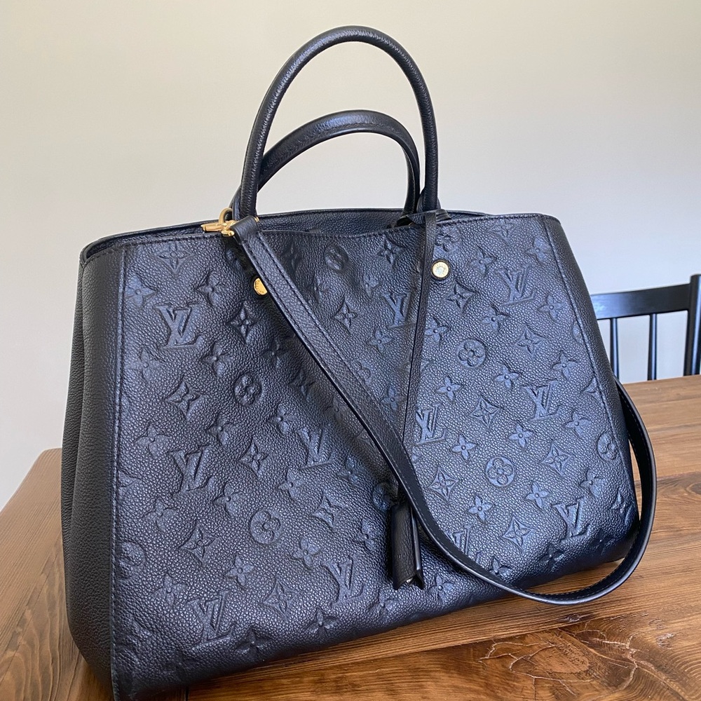 Louis Vuitton GM EMPRIENTE Black MONTAIGNE Leather Tote Bag